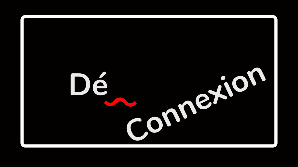 Court-métrage Déconnexion, le Dé est centrer sur la page de fond noir. Sous le Dé, une ligne rouge représente un fil de connexion qui n'est plus connecter au mot Connexion. Le mot Connexion tombe et est d'un angle d'environ 60°.Ainsi, toute la typographie est encadré d'un rectangle aux rebords arrondis.