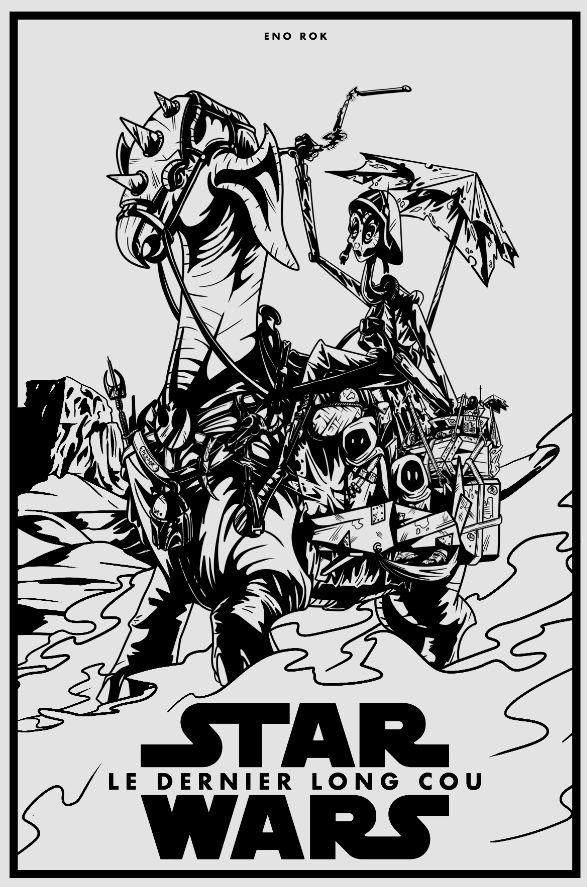 Dessin du film Star Wars, sur la planète Tatoine.